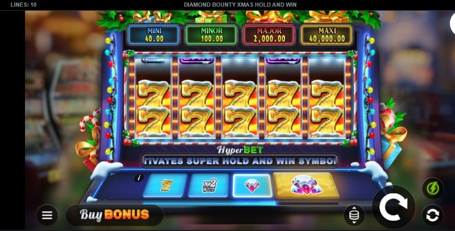 Diamond Bounty Xmas Hold and Win Slot Layout & Symbols
