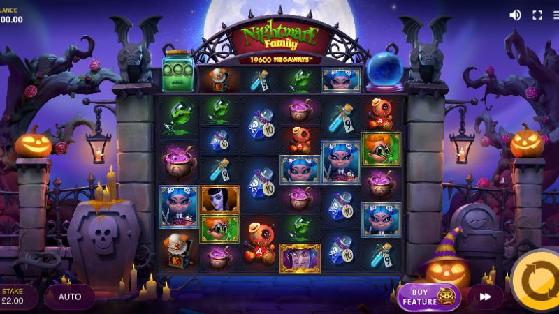 Nightmare Family Megaways Slot Grid and Symbols