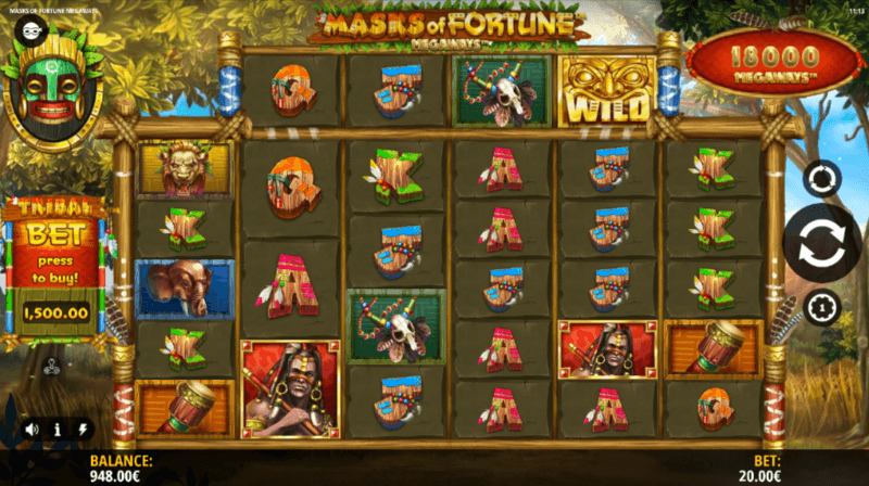 Masks of Fortune Megaways Slot Grid Layout and Symbols