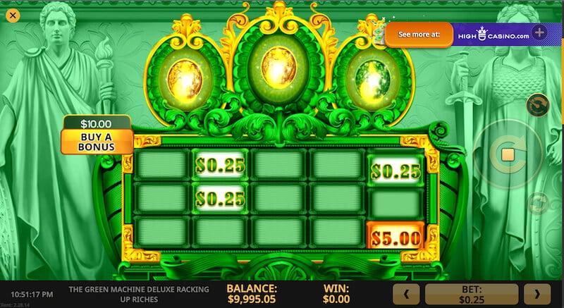 The Green Machine Deluxe Racking Up Riches Main Game Image