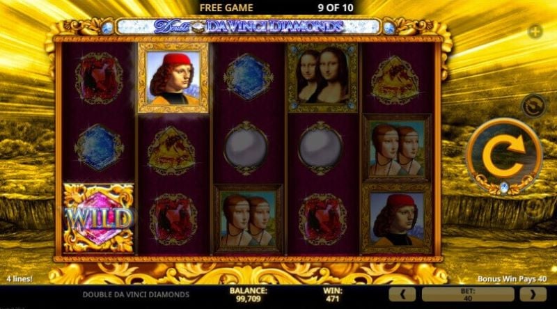 Double Da Vinci Diamonds free spins bonus