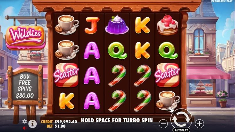 Scatter symbols on reels 1 and 5 remain unused after a losing spin. The current bet is $1, visible in the bottom-left corner.